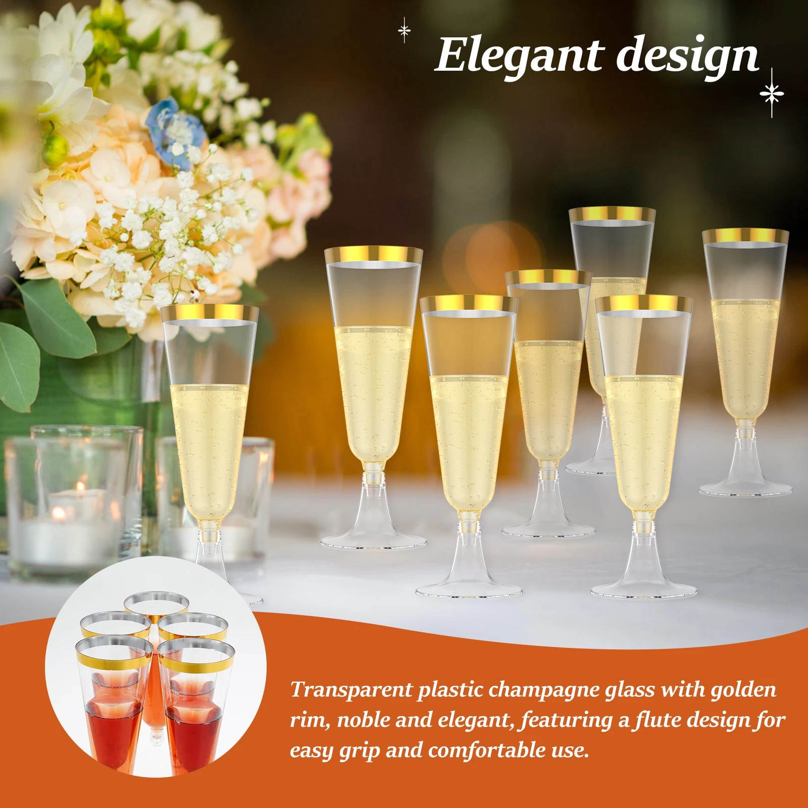 50Pcs Plastic Champagne Flutes - Plastic Cup 50Pcs recension och pris