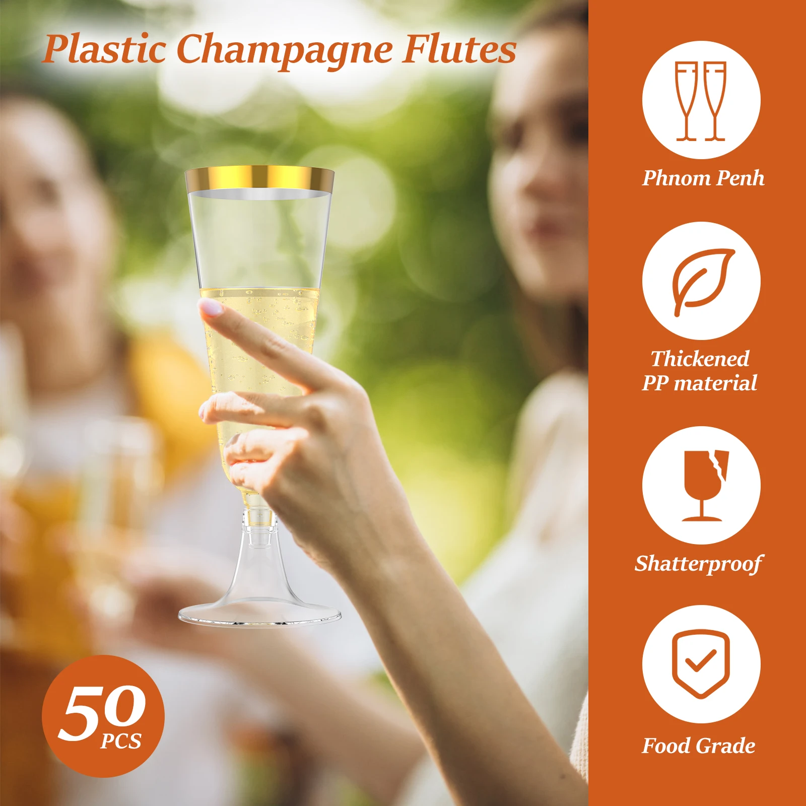 50Pcs Plastic Champagne Flutes - Plastic Cup 50Pcs recension och pris