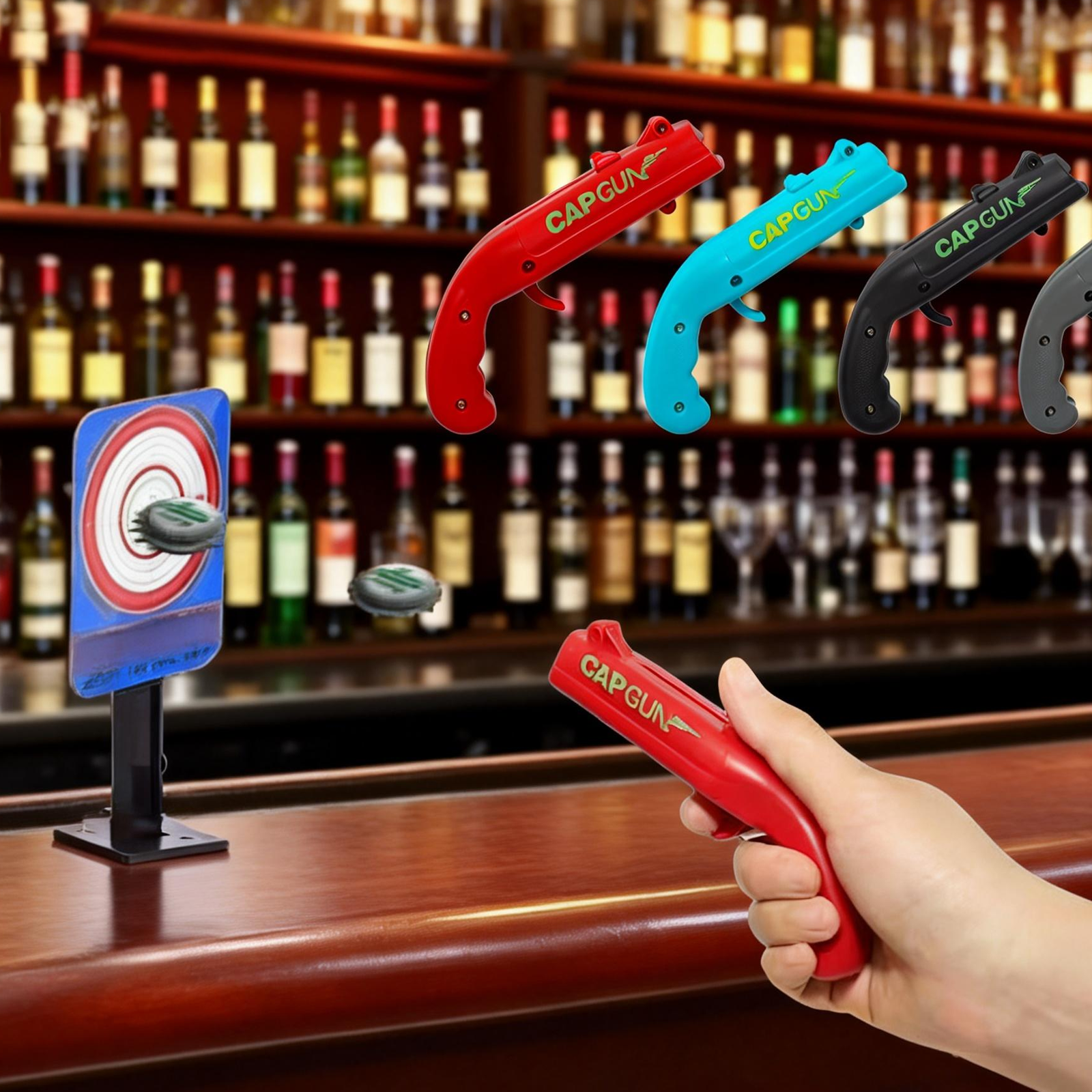 3PC Cap Gun Shooting Bottle Op - Event Launch Party recension och pris