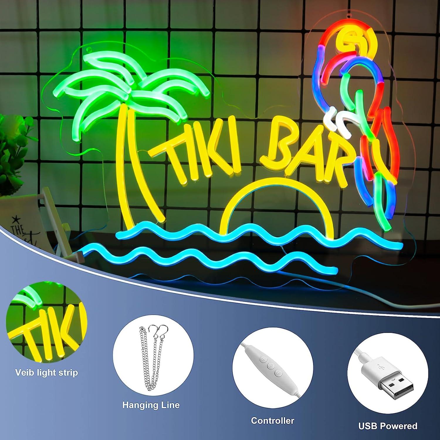 Tiki Bar Neon Sign Beach Theme - Neon Sign Party recension och pris