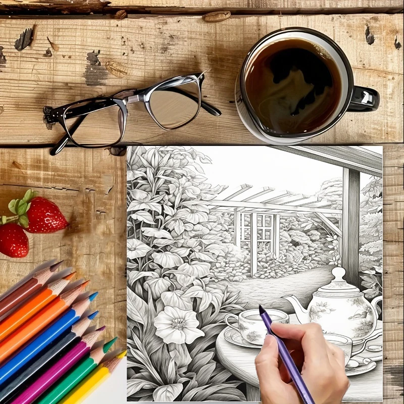 Tea In The Gardens Coloring Bo - Event Supplies recension och pris