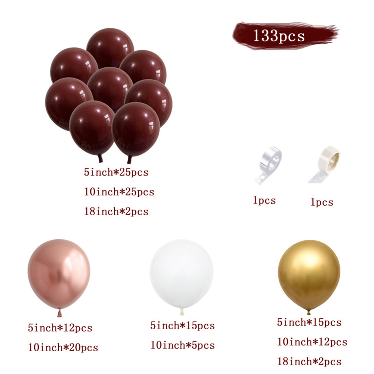 Garnet Balloon Set Garland Arc - Party Event Supplier recension och pris